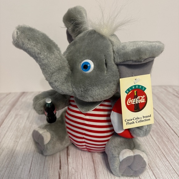 Coca Cola Brand Plush Collection 10" Elephant Lifeguard Coke Toy Tags 1993 Vtg - Picture 11 of 13